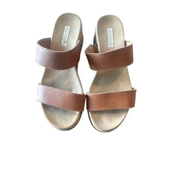 Bottero Brown Leather Cork Slide Sandals Women’s Size 7 Comfort Workwear - Picture 4 of 7